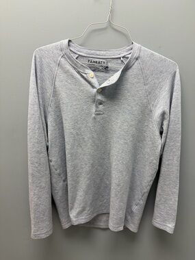 Faherty Heather Gray Long-Sleeve Henley Pullover